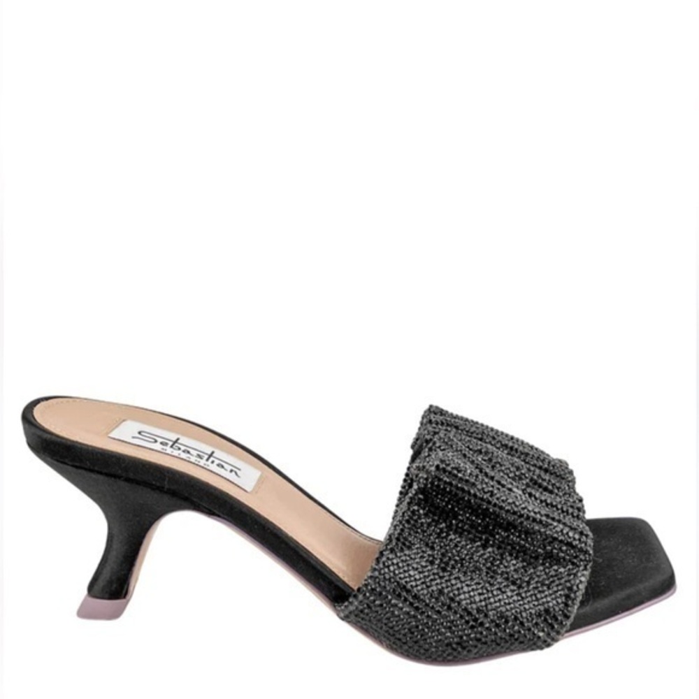 nib Sebastian Milano “Cher Crystal” Kitten Heel Mules – Size 6